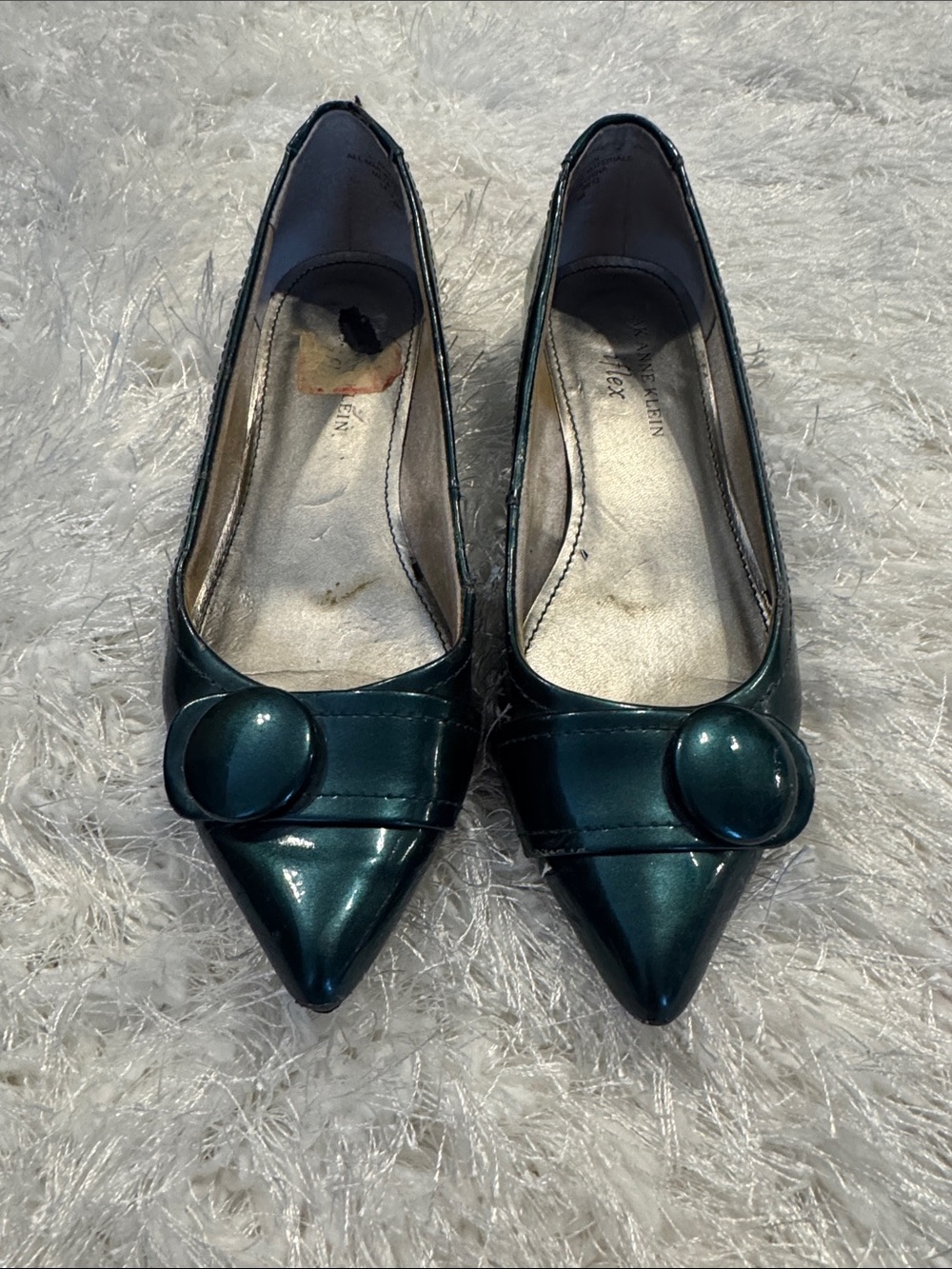 Pointed Toe Women's Flats in Patent Leather Emerald Green